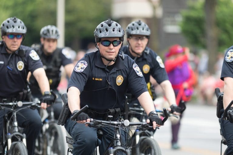 Police officers on bikes